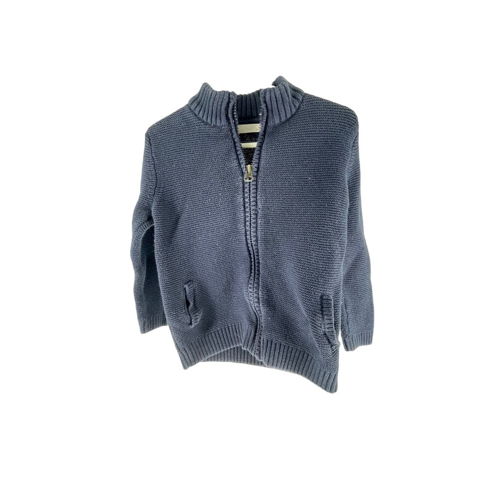 M&S Girls Blue Knit Full Zip Sweater Size 2-3 Years